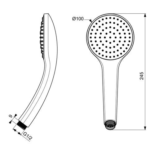 Immagine di Ideal Standard IDEALRAIN doccetta M1 a 1 funzione Ø 10 cm, finitura cromo B9402AA