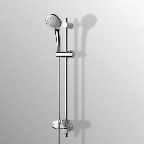Immagine di Ideal Standard IDEALRAIN asta doccia M3, doccetta a 3 funzioni e asta murale da 72 cm, finitura cromo B9419AA