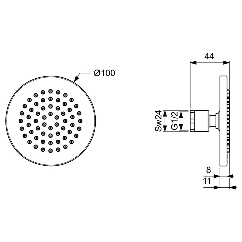 Immagine di Ideal Standard IDEALRAIN soffione rotondo Ø 10 cm, finitura cromo B9435AA