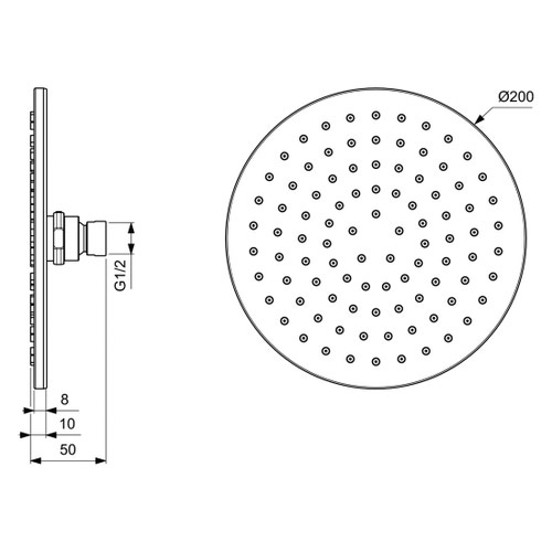 Immagine di Ideal Standard IDEALRAIN soffione tondo Ø 20 cm, effetto pioggia, finitura cromo B9442AA