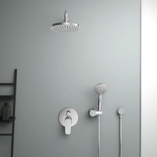 Immagine di Ideal Standard IDEALRAIN minikit doccia M3, doccetta a 3 funzioni Ø 10 cm, finitura cromo B9454AA