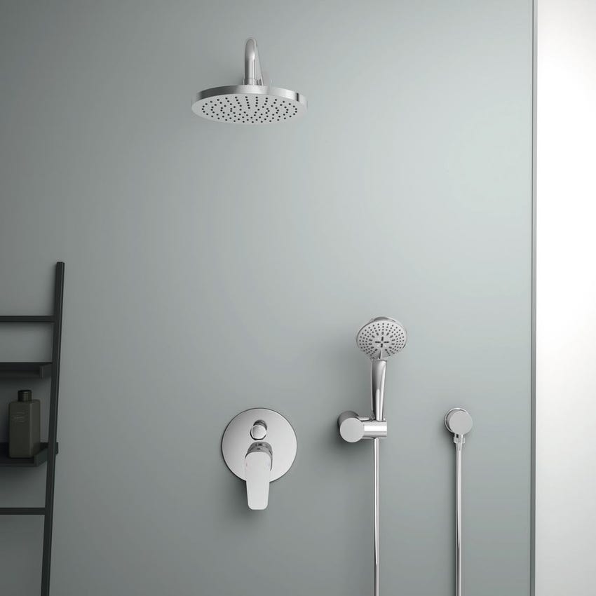 Immagine di Ideal Standard IDEALRAIN minikit doccia M3, doccetta a 3 funzioni Ø 10 cm, finitura cromo B9454AA