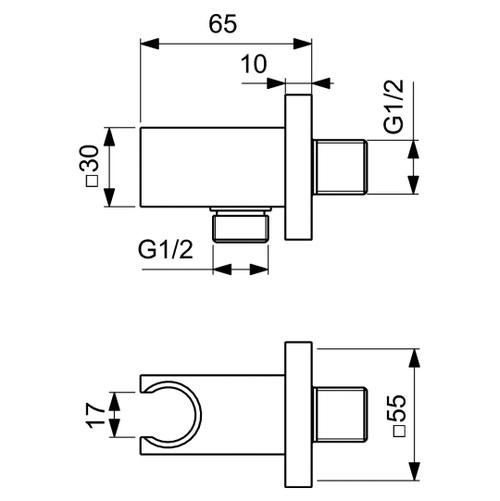 Immagine di Ideal Standard Supporto a parete per doccetta con connessione G1/2", finitura cromo BC771AA