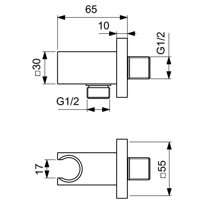 Immagine di Ideal Standard Supporto a parete per doccetta con connessione G1/2", finitura cromo BC771AA
