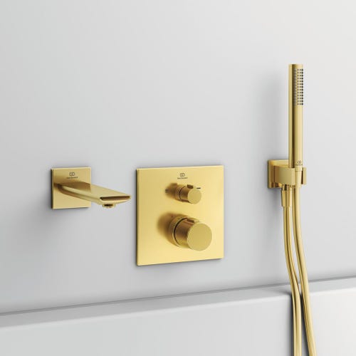 Immagine di Ideal Standard Supporto a parete per doccetta con connessione G1/2", finitura brushed gold BC771A2