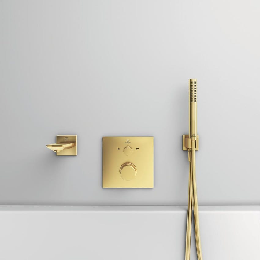 Immagine di Ideal Standard Supporto a parete per doccetta con connessione G1/2", finitura brushed gold BC771A2
