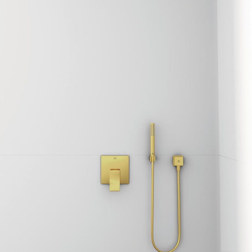 Immagine di Ideal Standard Gomito a muro con valvola di ritegno e con connessione G1/2", finitura brushed gold BC772A2