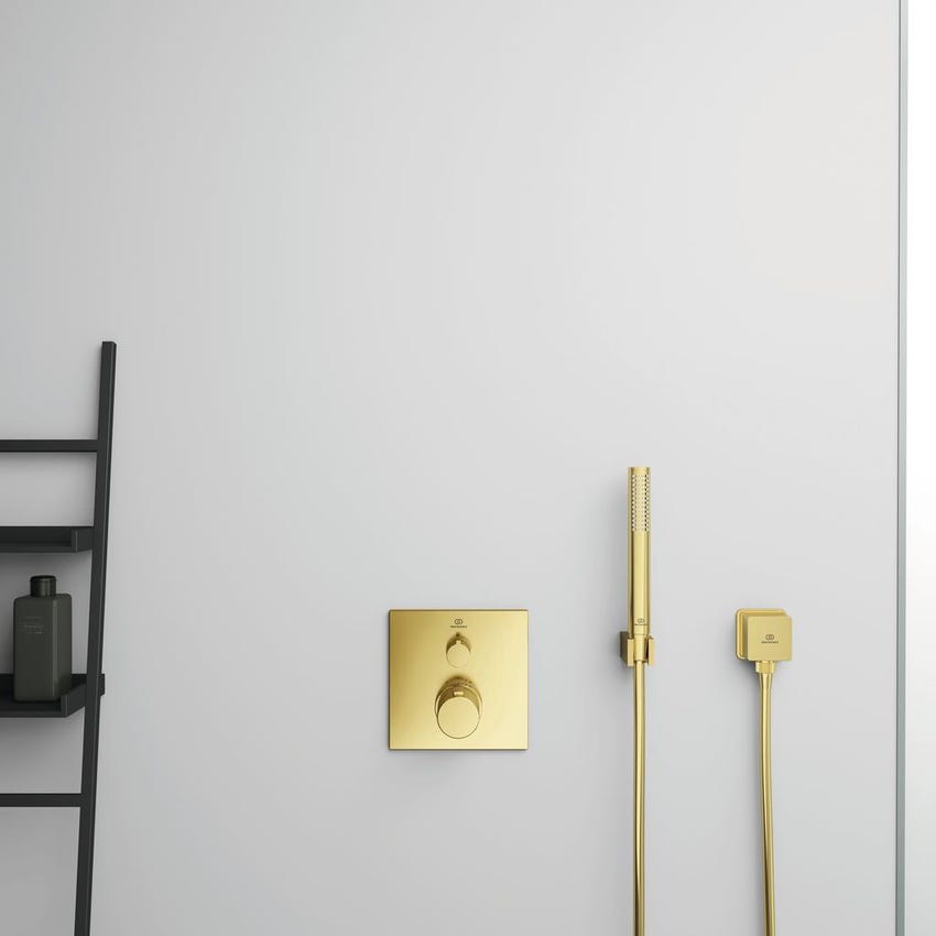 Immagine di Ideal Standard Gomito a muro con valvola di ritegno e con connessione G1/2", finitura brushed gold BC772A2