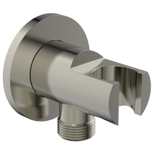 Immagine di Ideal Standard soluzione bagno doppio lavabo 60 cm su mensola 180 cm, colore bianco finitura lucido, doccia rettangolare 120x90 cm, colore grigio cemento finitura pietra opaco, rubinetteria finitura silver storm SING10
