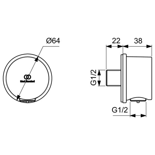 Immagine di Ideal Standard Gomito a muro con valvola di ritegno e con connessione G 1/2", finitura cromo BC808AA