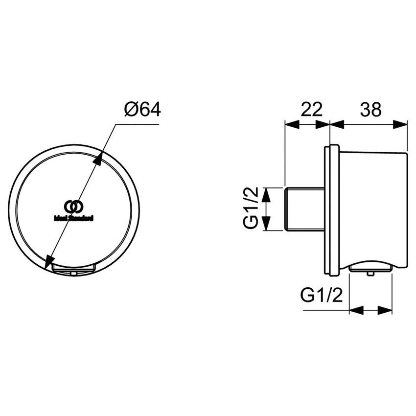 Immagine di Ideal Standard Gomito a muro con valvola di ritegno e con connessione G 1/2", finitura cromo BC808AA
