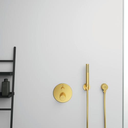 Immagine di Ideal Standard Gomito a muro con valvola di ritegno e con connessione G 1/2", finitura brushed gold BC808A2