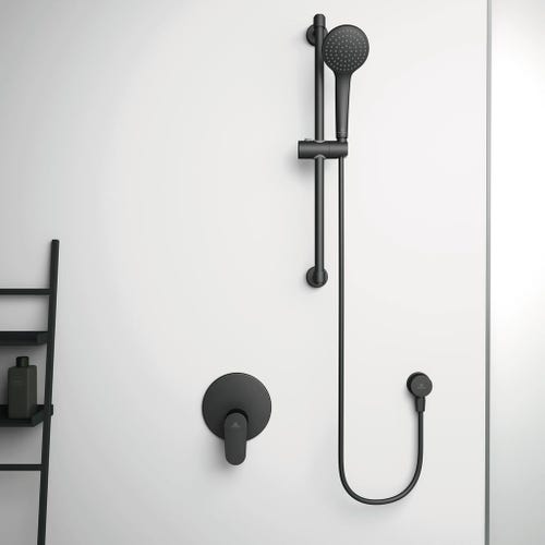 Immagine di Ideal Standard Gomito a muro con valvola di ritegno e con connessione G 1/2", colore nero finitura opaco BC808XG
