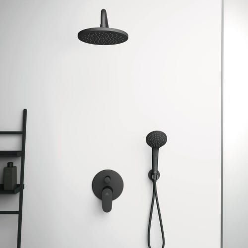 Immagine di Ideal Standard IDEALRAIN soffione rotondo per doccia Ø 20 cm, colore nero finitura opaco BD140XG