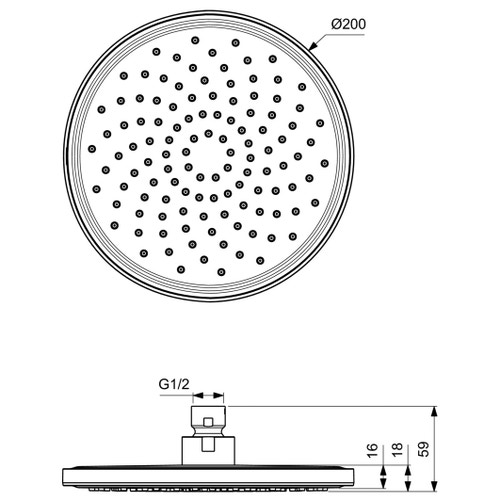 Immagine di Ideal Standard IDEALRAIN soffione rotondo per doccia Ø 20 cm, colore nero finitura opaco BD140XG