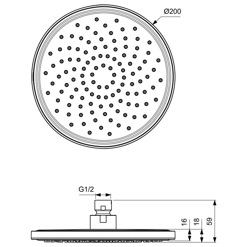 Immagine di Ideal Standard IDEALRAIN soffione rotondo per doccia Ø 20 cm, colore nero finitura opaco BD140XG