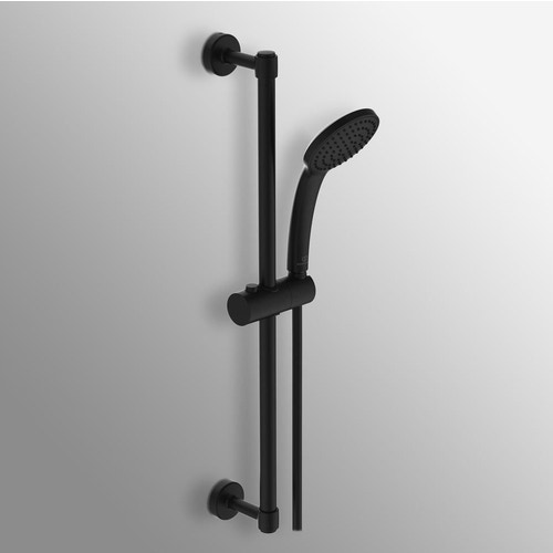 Immagine di Ideal Standard IDEALRAIN asta doccia con doccetta M1 Ø 10 cm a 1 funzione, tubo flessibile 175 cm, colore nero finitura opaco BD142XG