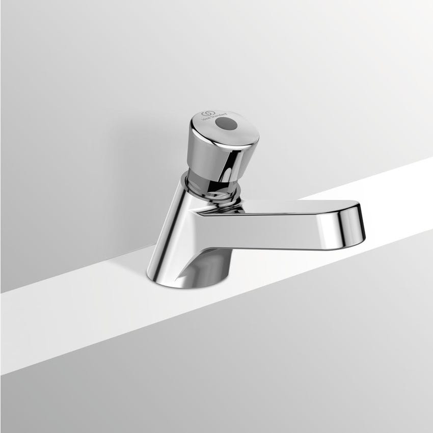 Immagine di Ideal Standard ALPHA rubinetto monocomando temporizzato per lavabo, con bocca fissa, finitura cromo A1328AA