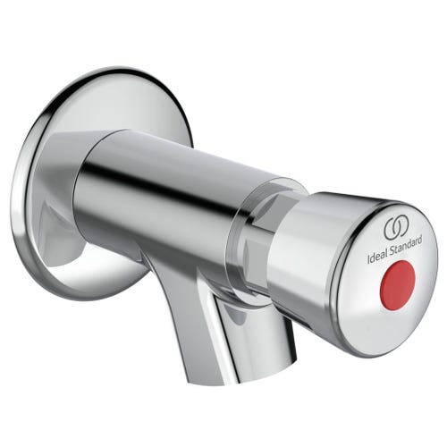 Immagine di Ideal Standard ALPHA rubinetto monocomando temporizzato per installazione a parete, con bocca fissa, finitura cromo A1330AA