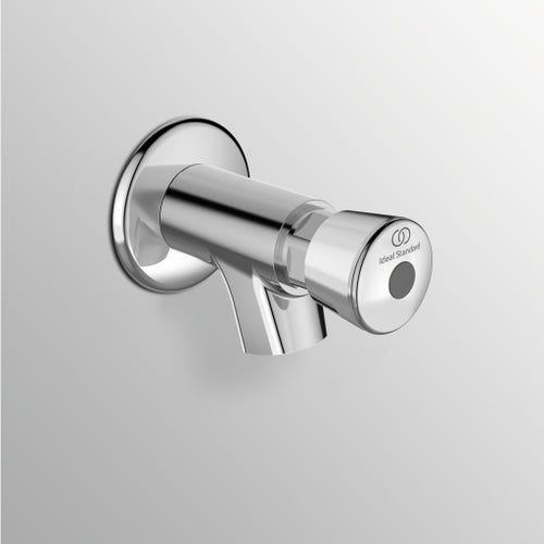 Immagine di Ideal Standard ALPHA rubinetto monocomando temporizzato per installazione a parete, con bocca fissa, finitura cromo A1330AA