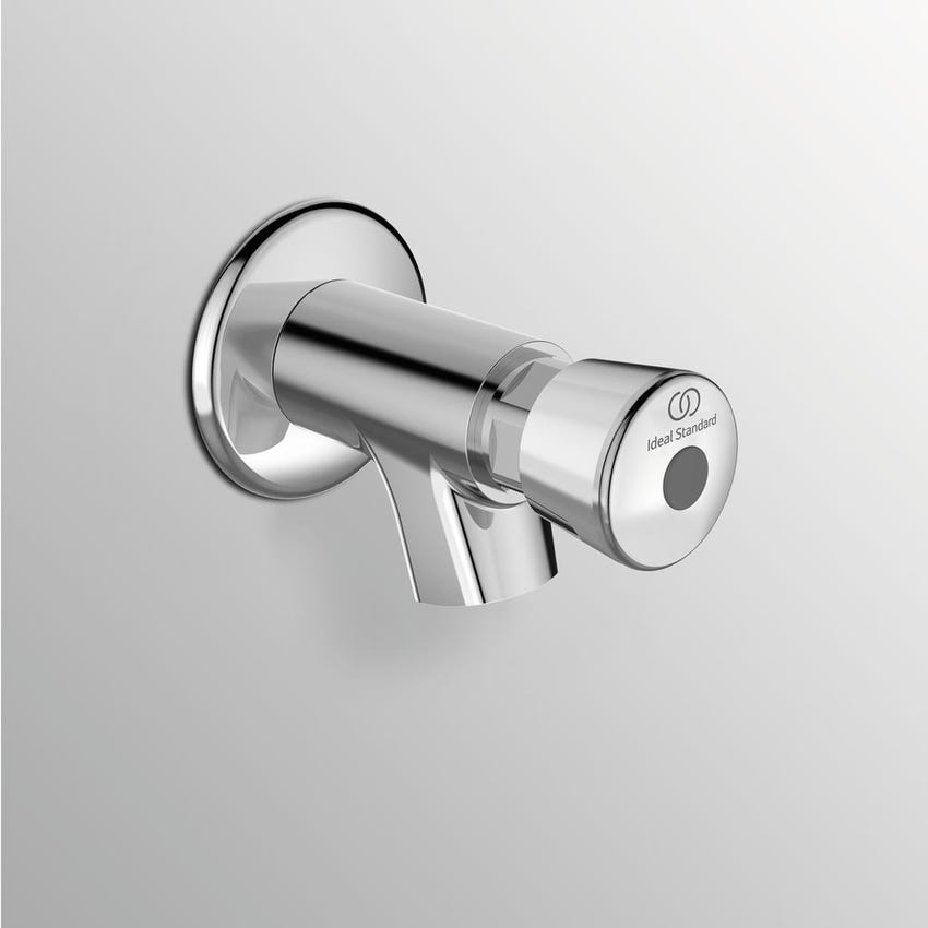 Immagine di Ideal Standard ALPHA rubinetto monocomando temporizzato per installazione a parete, con bocca fissa, finitura cromo A1330AA