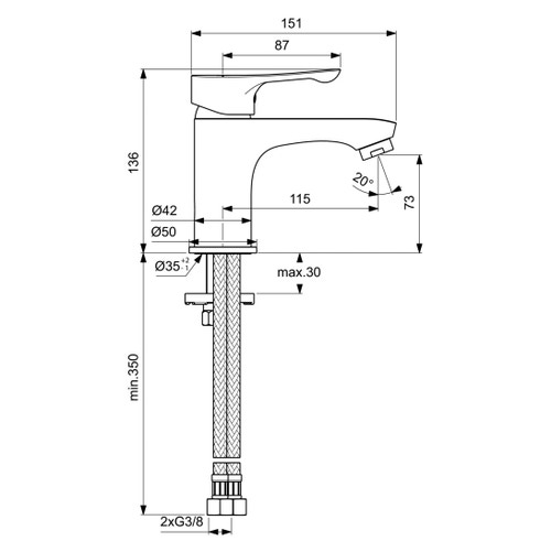 Immagine di Ideal Standard ALPHA miscelatore monocomando per lavabo, senza scarico, finitura cromo BC552AA