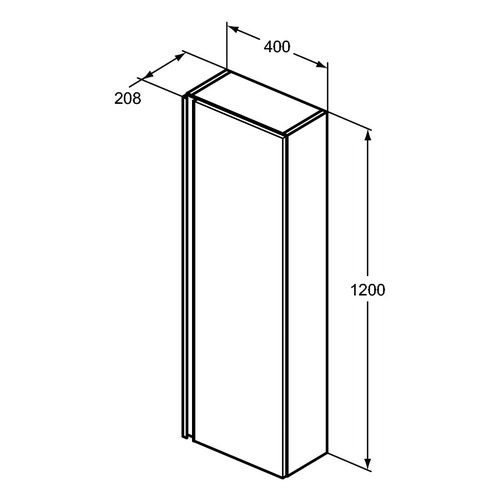 Immagine di Ideal Standard TESI mobile a colonna H.120 L.40 P.21 cm, anta con cerniera a chiusura ammortizzata, 3 ripiani interni, colore avio finitura opaco T0055WI