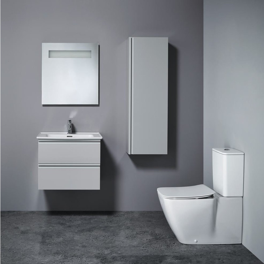 Immagine di Ideal Standard TESI mobile a colonna H.120 L.40 P.21 cm, anta con cerniera a chiusura ammortizzata, 3 ripiani interni, colore grigio finitura lucido T0055PH