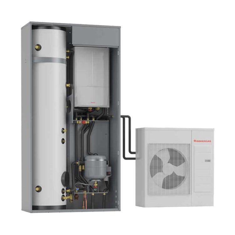 Immergas Kit MAGIS PRO 4 V2 R32 con SUPER TRIO Pompa di calore aria-acqua monofase Inverter con gruppo idronico, per impianti fino a due zone 3.030606+3.030395