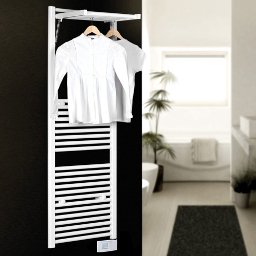 Immagine di Deltacalor DINAMIC PLUS ELECTRIC scaldasalviette stendino H.152,8 L.50 cm, colore bianco SED3145050TB