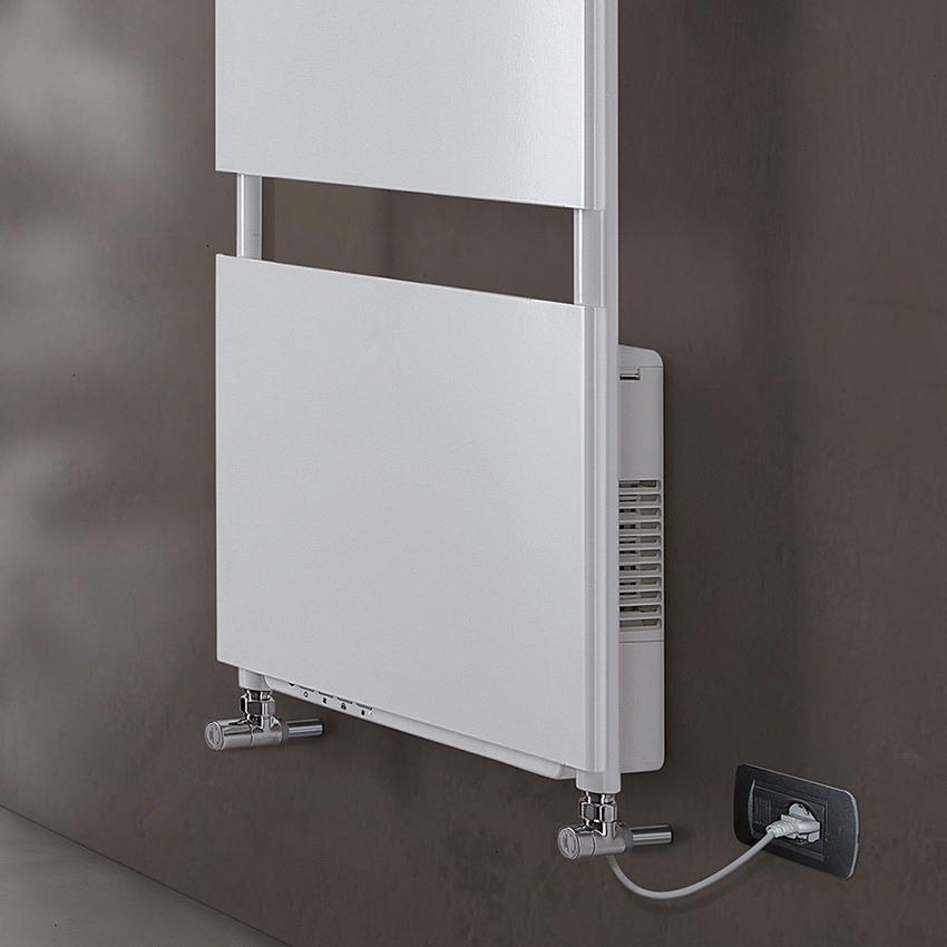 Immagine di Deltacalor DROP MISTO scaldasalviette H.146,2 L.50,4 cm, con deumidificatore, colore bianco FYDP150050TB