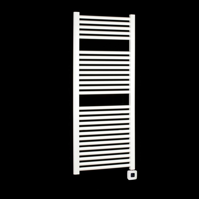 Immagine di Deltacalor ELECTRO PLUS scaldasalviette 2 intervalli, H.189,1 L.51,5 cm, con cronotermostato bluetooth, colore special quarz black finitura ruvido BAD4180050NS7C