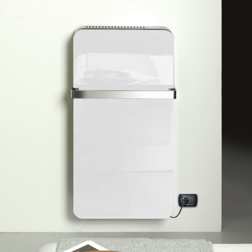 Immagine di Deltacalor VALET radiatore con la funzione di scaldasalviette H.100 L.52 cm, colore bianco, con maniglione finitura satinato VLT100050YB