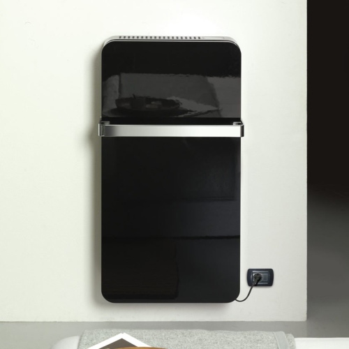 Immagine di Deltacalor VALET radiatore con la funzione di scaldasalviette H.100 L.52 cm, colore nero, con maniglione finitura satinato VLT100050YR