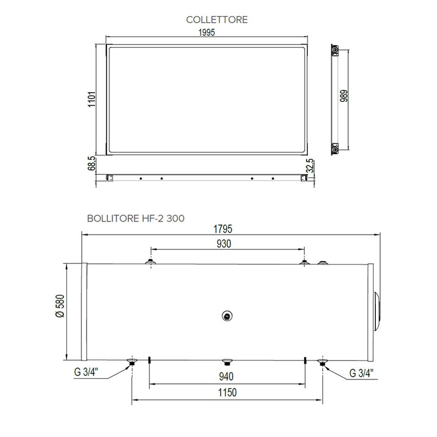 Immagine di Ariston KAIROS THERMO HF-2 300-2 TT IT Sistema solare termico a circolazione naturale con accumulo e 2 collettori orizzontali, installazione a TETTO 3022448