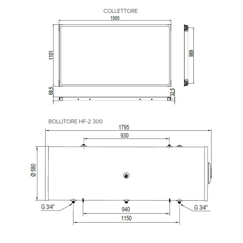 Immagine di Ariston KAIROS THERMO HF-2 300-2 TR IT Sistema solare termico a circolazione naturale con accumulo e 2 collettori orizzontali, installazione a TERRA 3022447