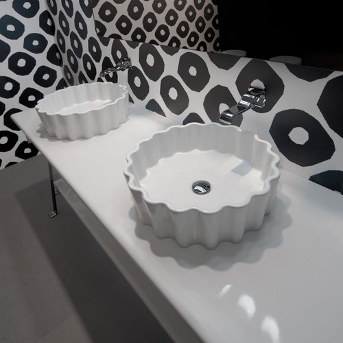 Immagine di Flaminia DOPPIO ZERO lavabo da appoggio 46 cm, senza troppopieno, colore bianco finitura lucido DZ46L