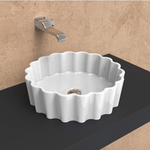 Immagine di Flaminia DOPPIO ZERO lavabo da appoggio 46 cm, senza troppopieno, colore bianco finitura lucido DZ46L
