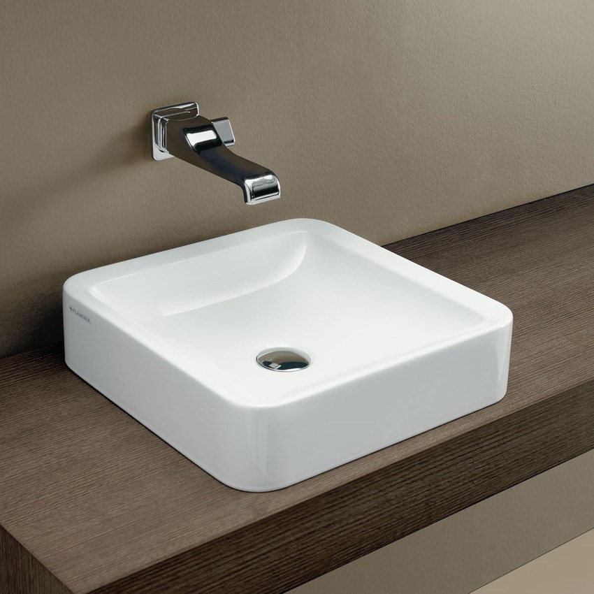 Immagine di Flaminia NILE 40 lavabo 40 cm da appoggio, senza troppopieno, colore bianco finitura lucido NL40A