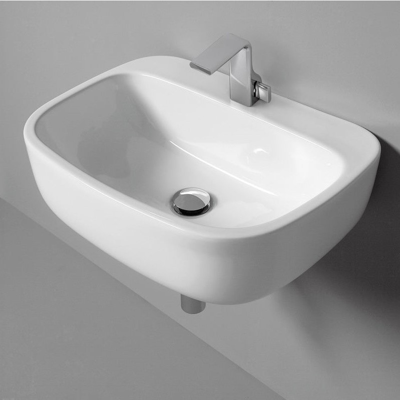 Immagine di Flaminia MONÒ 54 lavabo 54 cm da appoggio o sospeso, senza troppopieno, colore bianco finitura lucido MN54L