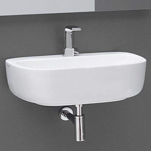 Immagine di Flaminia MONÒ 64 lavabo 64 cm da appoggio o sospeso, senza troppopieno, colore bianco latte finitura opaco MN64LLAT