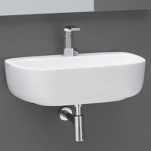 Immagine di Flaminia MONÒ 64 lavabo 64 cm da appoggio o sospeso, senza troppopieno, colore bianco finitura lucido MN64L