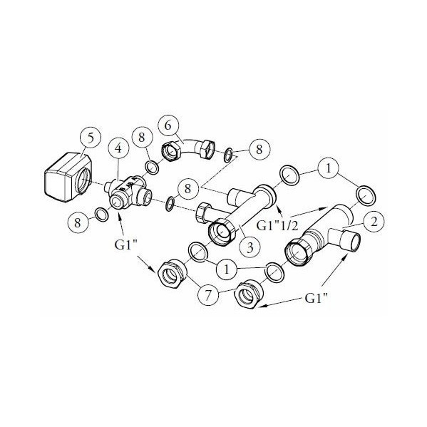 Immagine di Immergas Kit valvole tre vie per abbinamento ad unità bollitore separata (attacchi 1 1/2") 3.022036