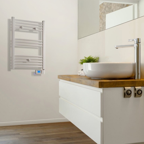 Immagine di Deltacalor ELECTRO scaldasalviette H.77 L.50 cm, versione Fil pilot senza spina, colore bianco BAEP069050FB