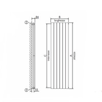 Immagine di Deltacalor Flyline verticale doppio radiatore window grey h.1800 x L 524 mm FL2V180007S7040G