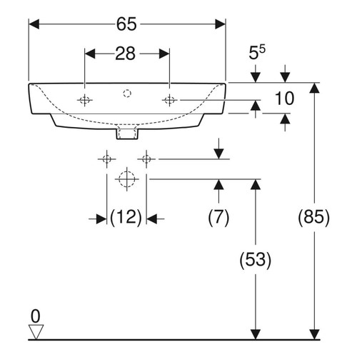Immagine di Geberit SELNOVA COMPACT lavabo L.63 cm, con foro rubinetteria e troppopieno, colore bianco finitura lucido 501.890.00.7