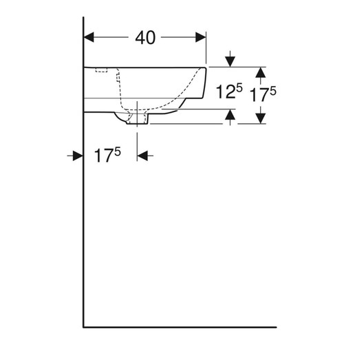 Immagine di Geberit SELNOVA COMPACT lavabo L.63 cm, con foro rubinetteria e troppopieno, colore bianco finitura lucido 501.890.00.7