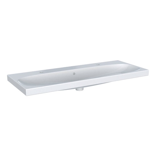 Immagine di Geberit ACANTO lavabo L.117 cm, con 2 fori per rubinetto e troppopieno, colore bianco finitura lucido 501.880.00.1