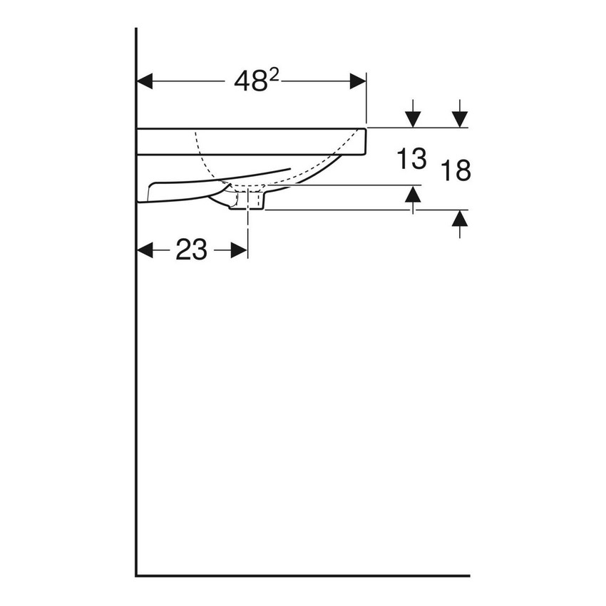 Immagine di Geberit ACANTO lavabo L.117 cm, con 2 fori per rubinetto e troppopieno, colore bianco finitura KeraTect 501.880.00.2
