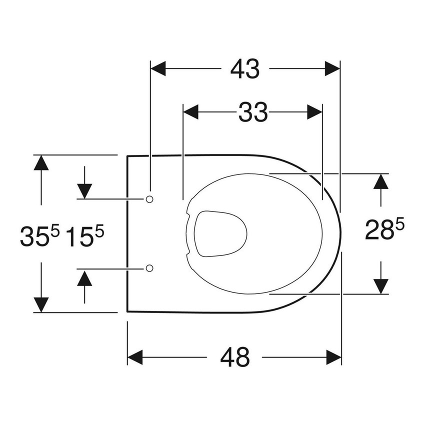 Geberit 500.349.01.7 SELNOVA COMPACT vaso sospeso a cacciata. compatto,  senza brida e senza sedile, colore bianco finitura lucido